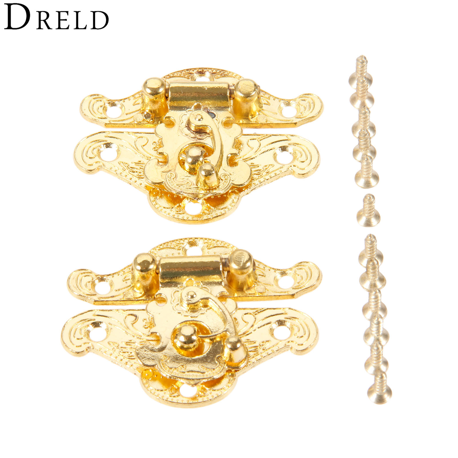 Bar Cart Gold - 2 adet antika altın kutu mandalı