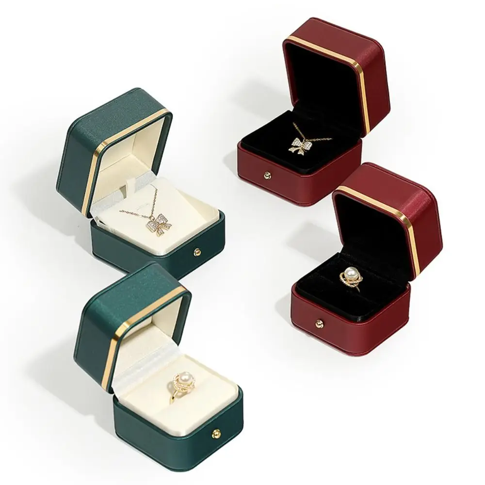 Bar Cart Gold - Moda PU Deri Kare Yüzük Kutusu