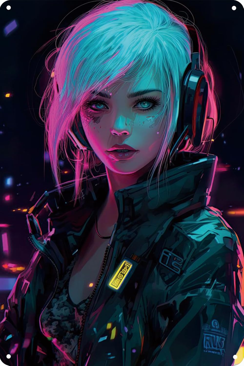 Home Bar And Restaurant - Anime Kız Neon Metal alüminyum poster