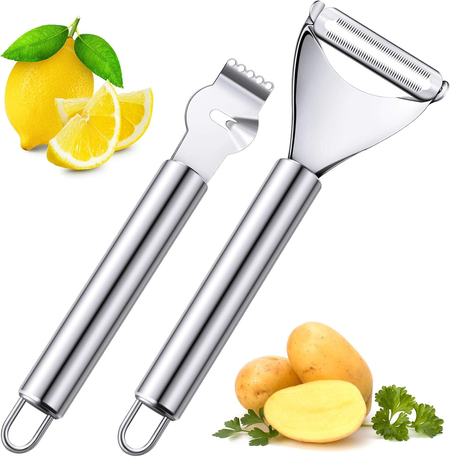 Peeler Channel Knife - 2 Parça Paslanmaz Çelik Limon ve