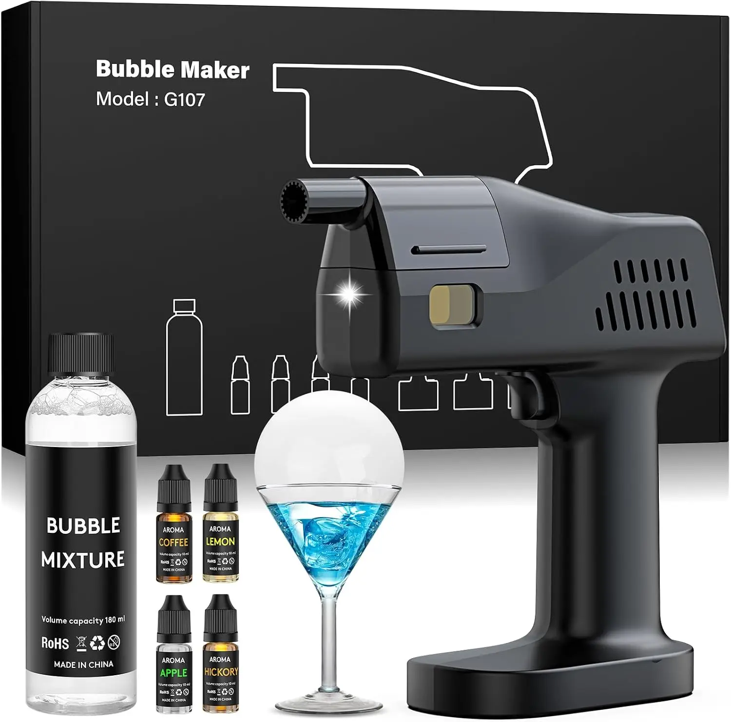 Smoking Gun Kit - Elektrikli Kokteyl Duman Baloncuk Tabancası Seti