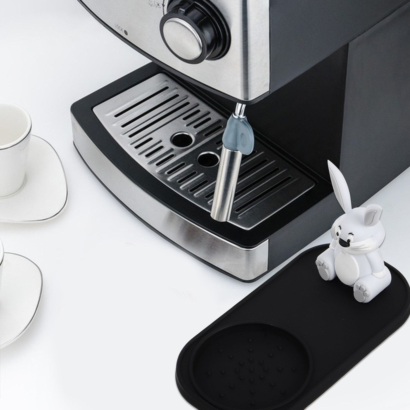 Home Bar And Counter - Tavşan Desenli Espresso Tamper Matı Silikon