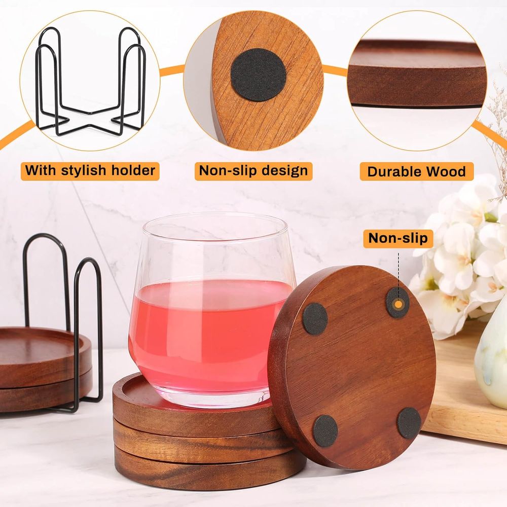 6'lı Akasya Ahşap Bardak Altlı - Home Bar Set incelemesi ve fiyatı