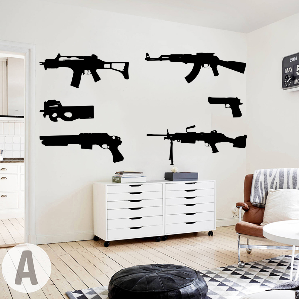 6 Guns Set duvar çıkartması ço - Smoking Gun Kit incelemesi ve fiyatı
