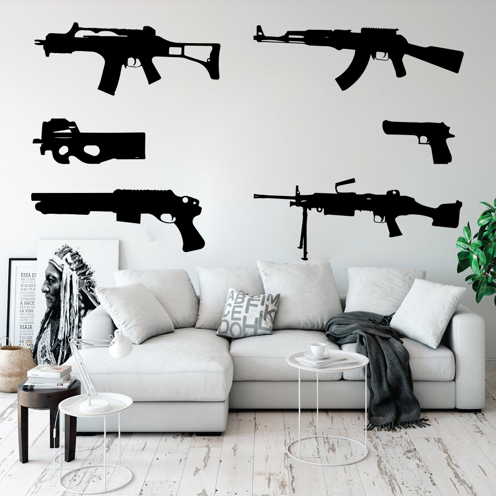6 Guns Set duvar çıkartması ço - Smoking Gun Kit incelemesi ve fiyatı